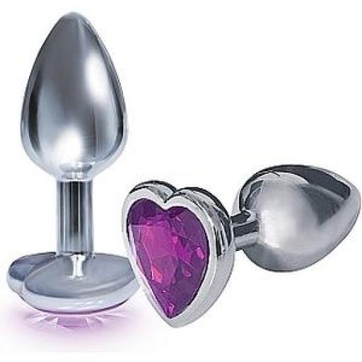 PLUG ACERO INOX CON PERLA CORAZÓN - MORADO