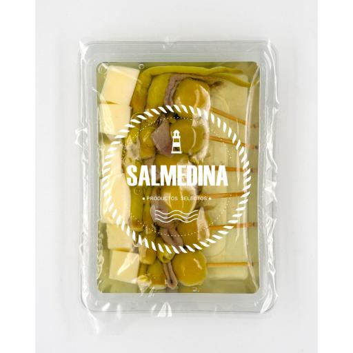 BANDERILLAS "GILDAS QUESO", anchoa/guindilla/aceituna/queso  6 unidades (estuches)
