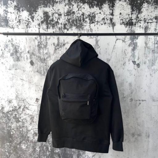 Sudadera Blncga Con Mochila Negro