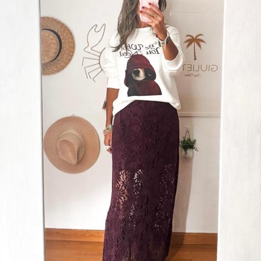 Falda Burdeos Encaje Terciopelo [3]