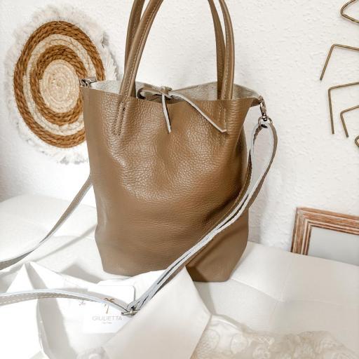 Bolso Mini Shopper marrón/caqui [1]