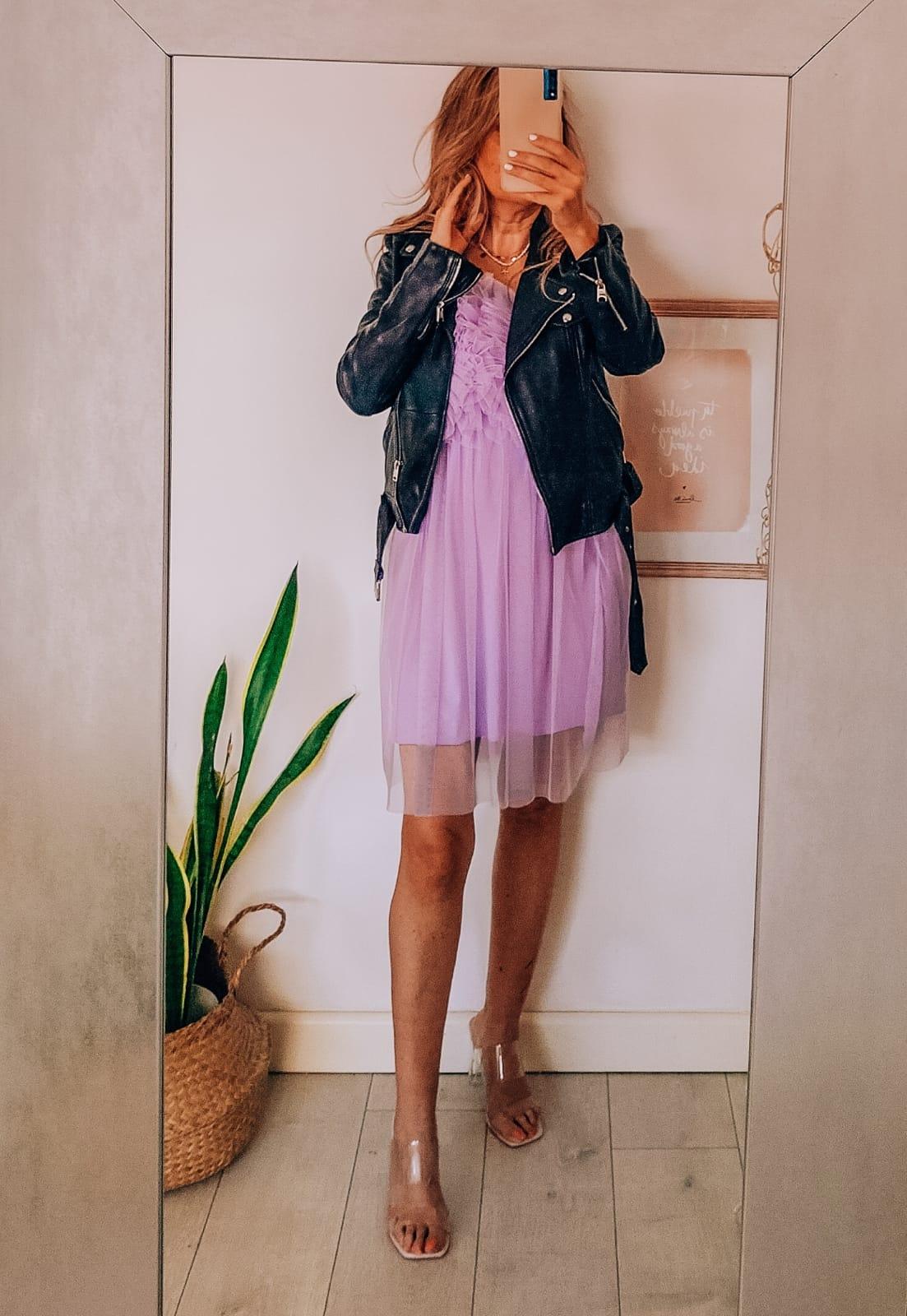 falda de tul lila de fiesta