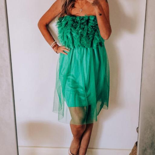 Vestido corto de tul tono verde [3]