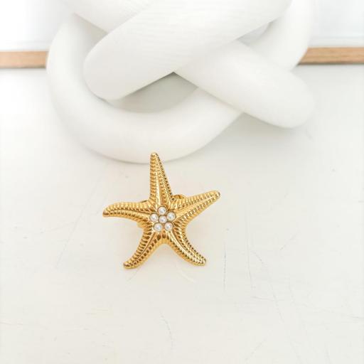 Anillo ESTRELLA de MAR con PERLITAS [1]