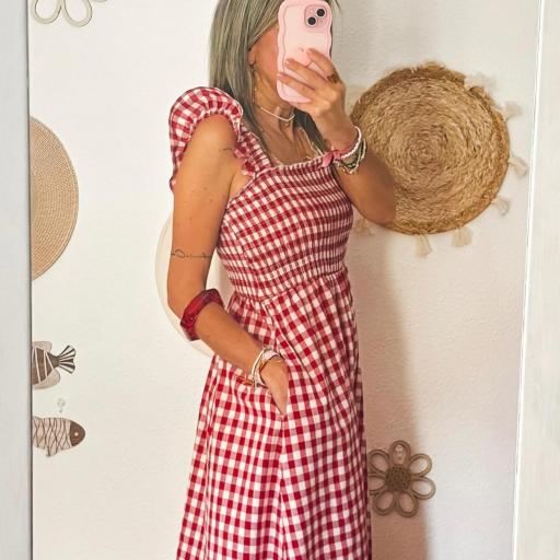 Vestido VICHY blanco y rojo [1]