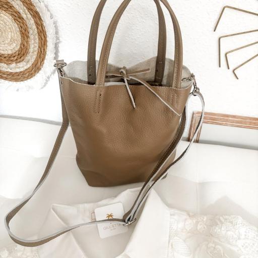Bolso Mini Shopper marrón/caqui [2]