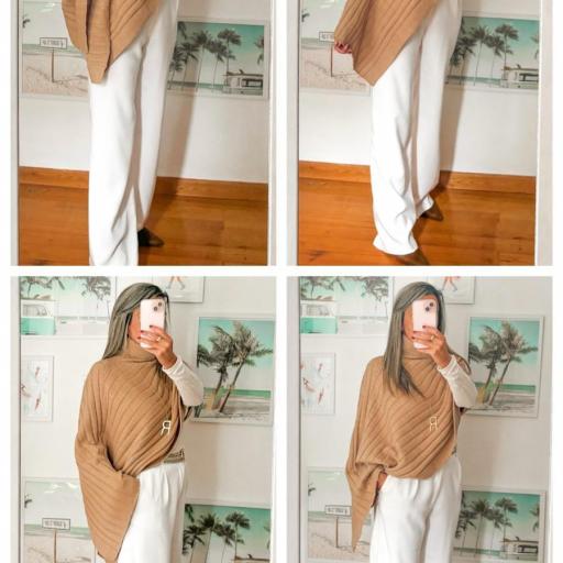 Poncho cuello cisne camel [2]