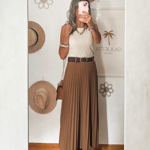 Falda TABLAS tono caramelo [0]