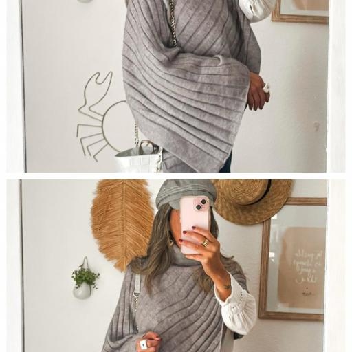 Poncho cuello cisne gris [4]