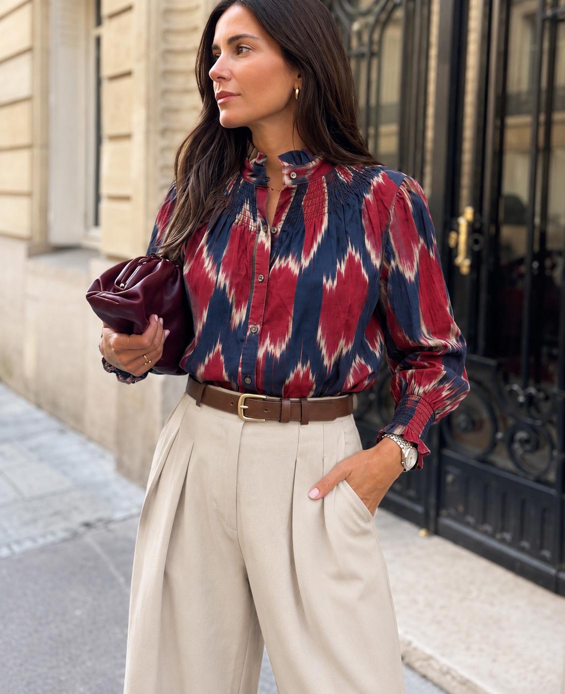 Camisa Zoa Burdeos y Azul Marino