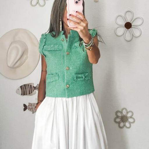 Chaleco TWEED verde aguamarina 