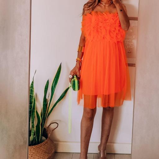 Vestido de tul en naranja [0]