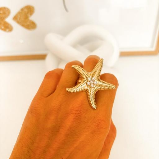 Anillo ESTRELLA de MAR con PERLITAS [2]