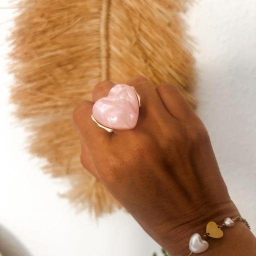 Anillo corazón carey rosa CARLA