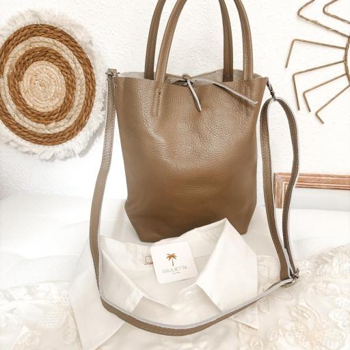 Bolso Mini Shopper marrón/caqui [3]