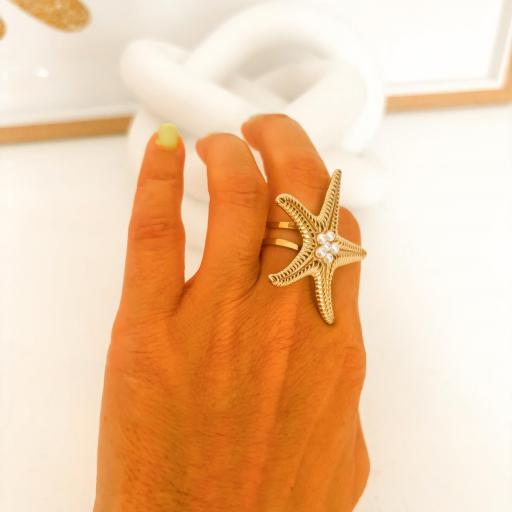 Anillo ESTRELLA de MAR con PERLITAS [4]