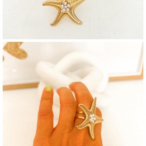 Anillo ESTRELLA de MAR con PERLITAS [5]