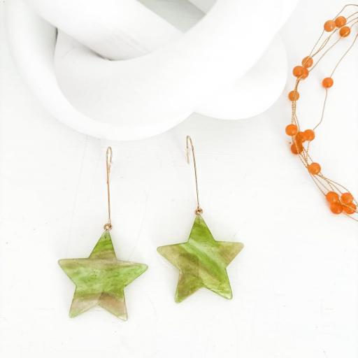 Pendientes ESTRELLA verde [5]