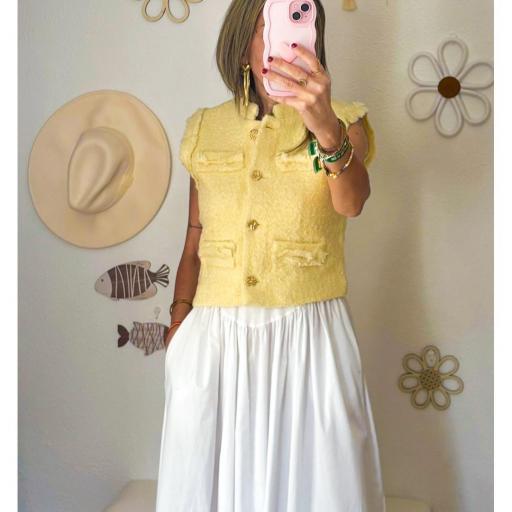 Chaleco TWEED amarillo mantequilla