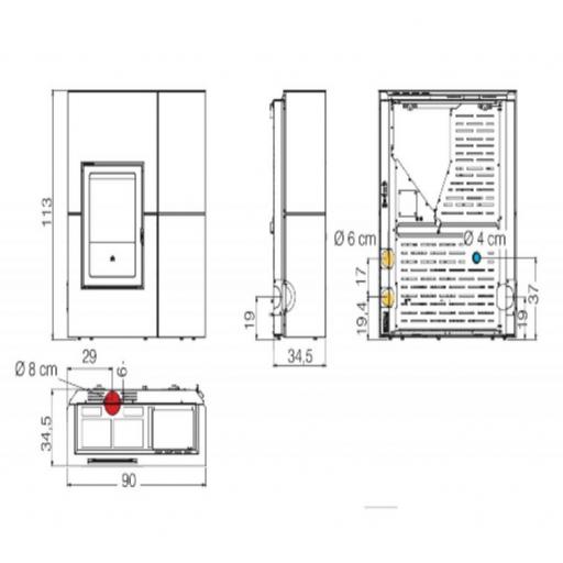 ESTUFA DE PELLETS EDILKAMIN MODELO BLADE2 12UP CANALIZABLE [5]