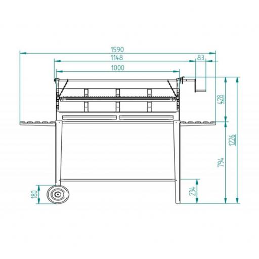 Barbacoa de Carbón y Leña 100cm - con elevador BVE-103 [3]