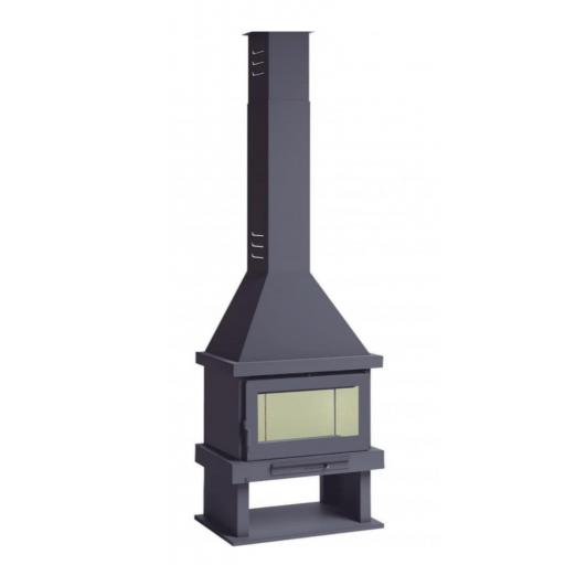 CHIMENEA DE LEÑA FRONTAL CON TURBINA C-100 T 14KW [1]