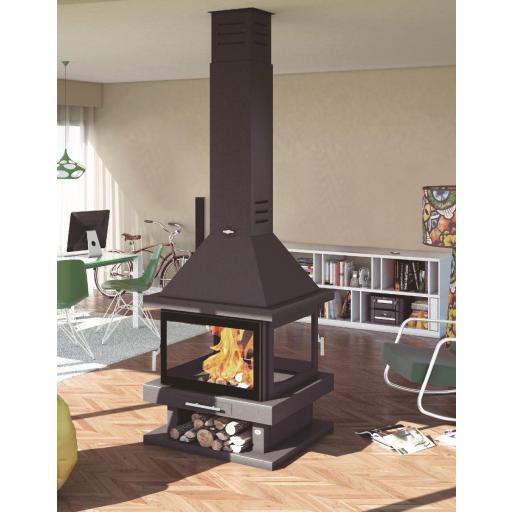 CHIMENEA DE LEÑA CENTRAL 4 CARAS MODELO C-204 17.5 KW [2]