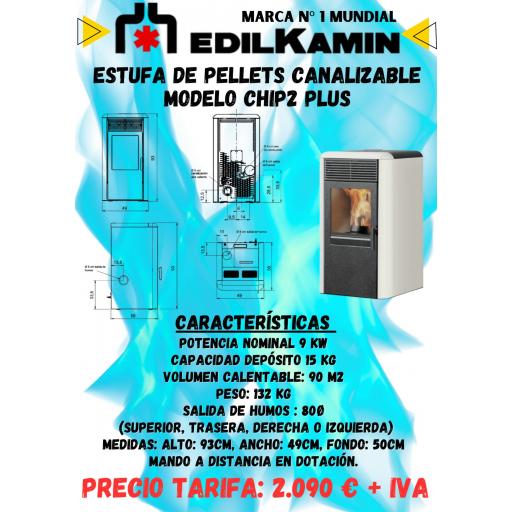 ESTUFA DE PELLETS CANALIZABLE EDILKAMIN MODELO CHIP2 PLUS [3]