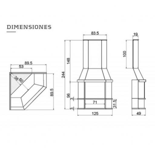 Chimenea leña de rincón Salgueda Modelo DALI TURBO [3]