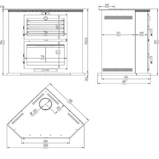  Horno de leña rincón con bandeja de 50 cm HL-100 R / HL-100 RF [2]