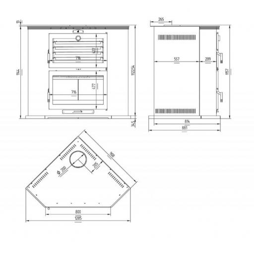 Horno de leña rincón con bandeja de 50 cm HL-200 R / HL-200 RF [3]