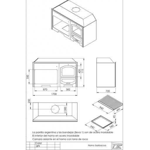 Barbacoa P-170 con Horno y Polea de Elevación Carbón/Leña [2]