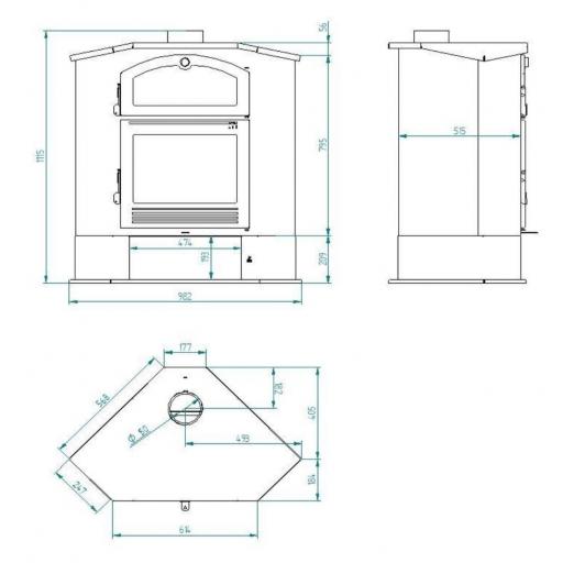 Estufa de leña con Horno, Modelo CH-4 R 11,5 Kw [2]