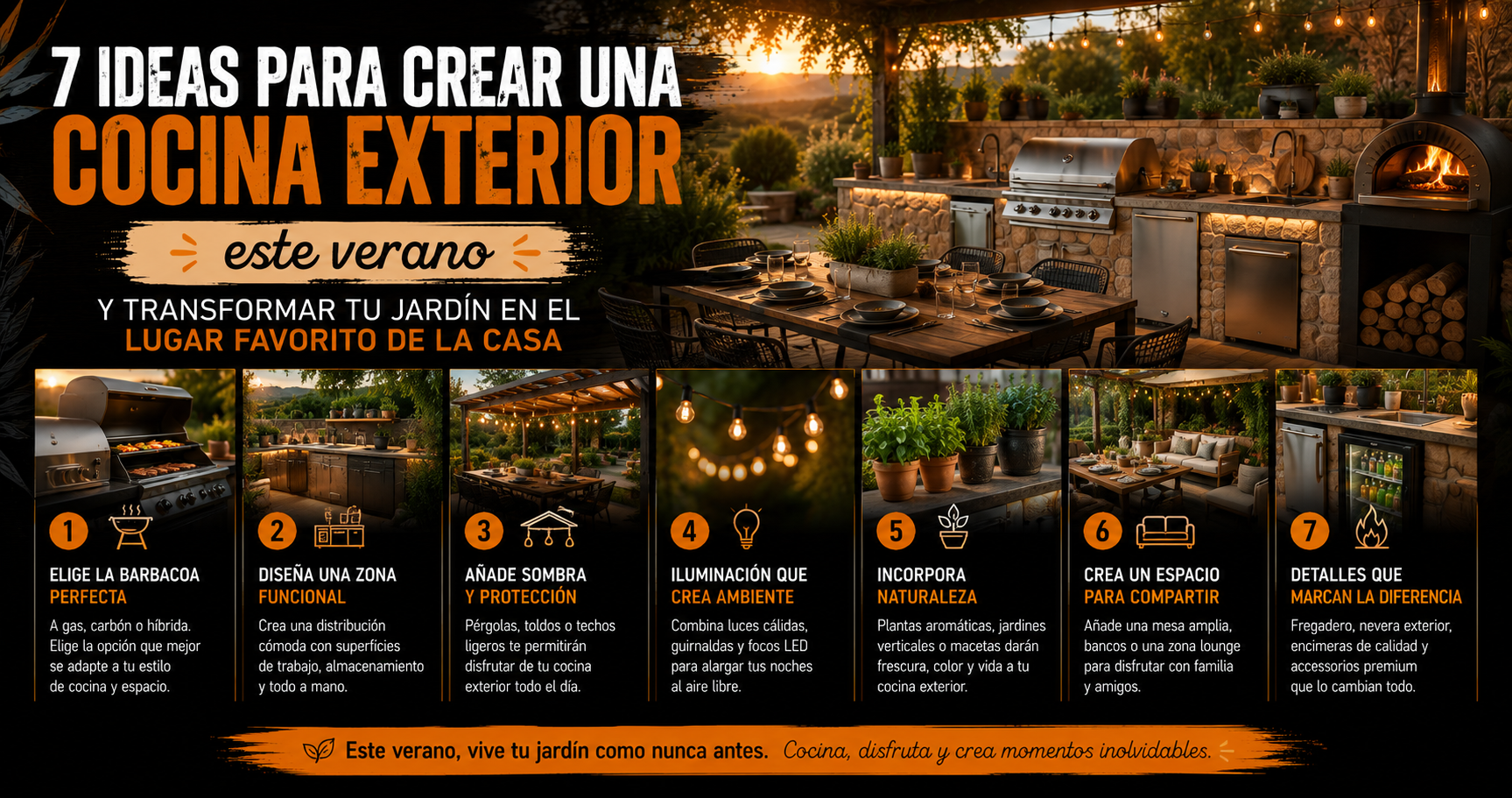 7 ideas para crear una cocina exterior este verano y transformar tu jardín en el lugar favorito de la casa
