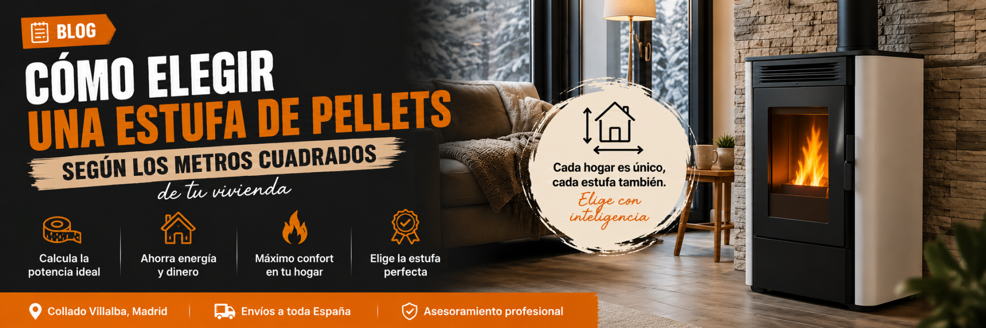 Cómo elegir una estufa de pellets según los metros cuadrados de tu vivienda