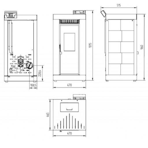 Estufa de pellets Aire Frontal, Cristal Serigrafiado  Modelo BP-102 K [4]