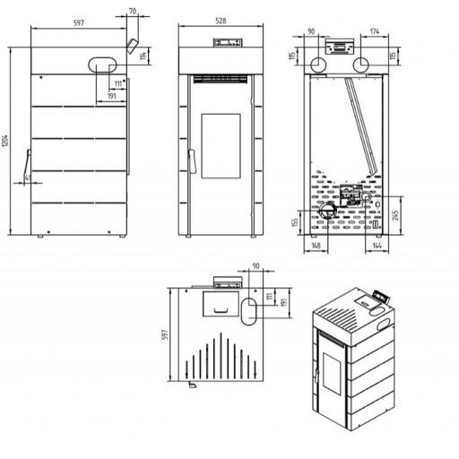 Estufa de Pellets Frontal Canalizable BP-701 [3]