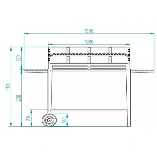 Barbacoa de Carbón y Leña 100cm - Mueble con ruedas BV-103 [1]