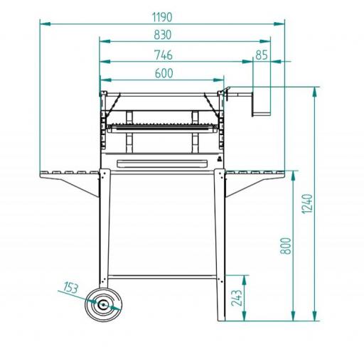 Barbacoa de Carbón y Leña 60cm - con elevador BVE-63 [3]