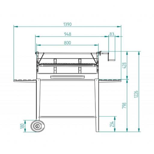 Barbacoa de Carbón y Leña 80cm - con elevador BVE-83 [2]