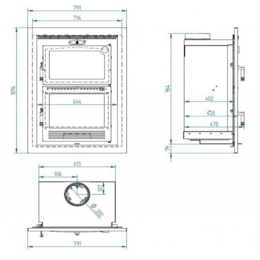 Horno de leña para encastrar con bandeja de 50 cm HLI-100 / HLI-100 F 12kw [3]