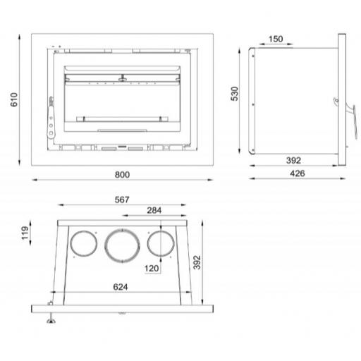 ​Insertable de Leña Medidas Reducidas Modelo IT-165 F, 17 kW [3]