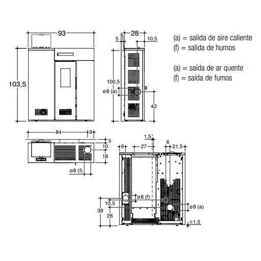 Estufa de Pellets Modelo Carmen SLIM 12 kW Canalizable - Turbinas Independientes [2]