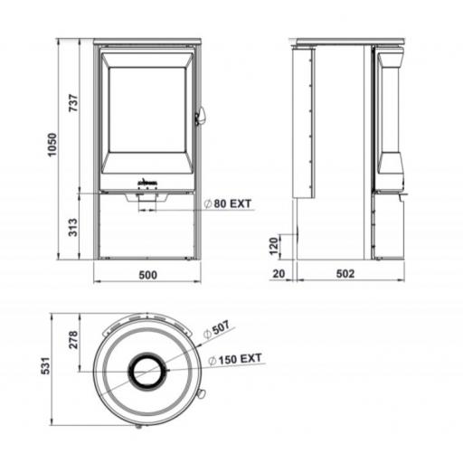 Estufa de leña de acero NEOSEN 6 KW Conectables [3]