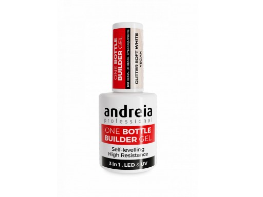 Andreia Professional One Bottle Builder Gel  - Gel de Construcción 3 en 1 - 14ml - Glitter Soft White