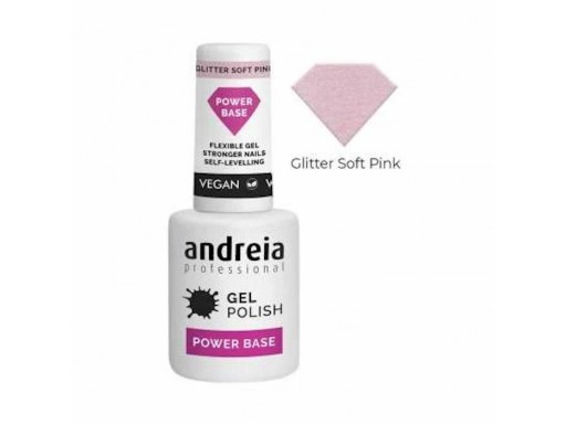 Andreia Professional Gel Polish Power Base Glitter soft pink