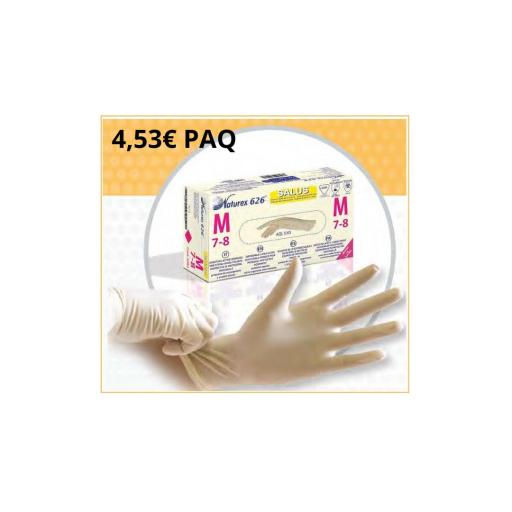 10 PAQUETES GUANTE LATEX SIN POLVO NATUREX 626 SALUS