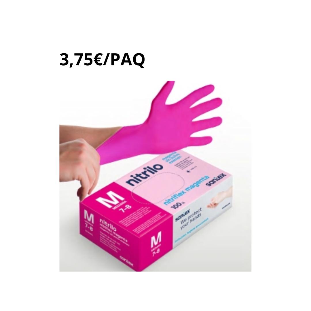 10 PAQUETES GUANTES NITRILO GD20 MAGENTA 3,5 GR