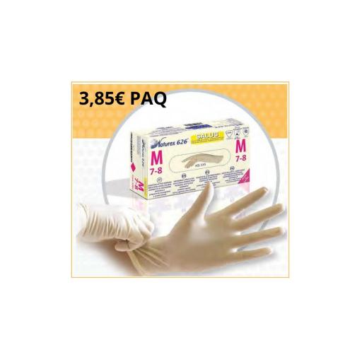 120 PAQUETES GUANTE DE LATEX SIN POLVO NATUREX 626 SALUS