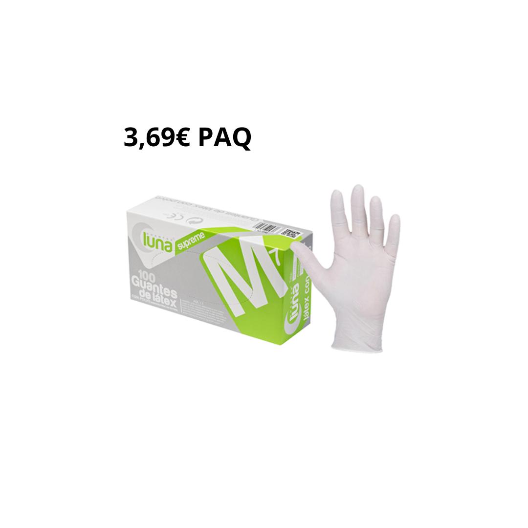 120 PAQUETES GUANTES LATEX CON POLVO LUNA